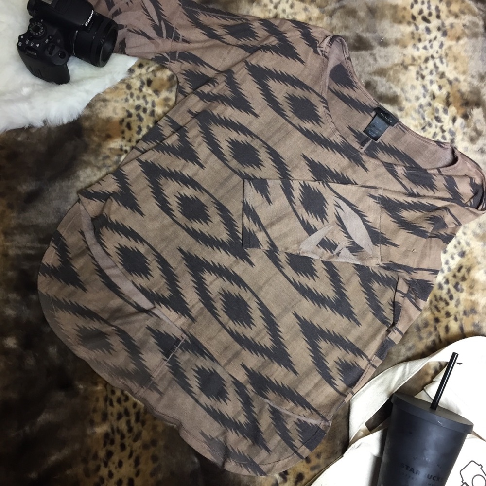 Tribal print brown blouse